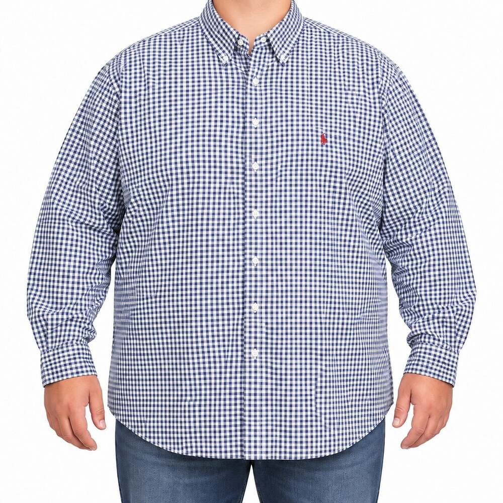 Ralph Lauren Shirt Mens 3XLT Blue Check Classic Fit Long Sleeve Button-Down